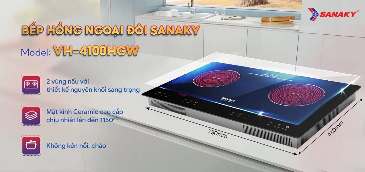 Bếp Hồng Ngoại Đôi Sanaky VH-4100HGW