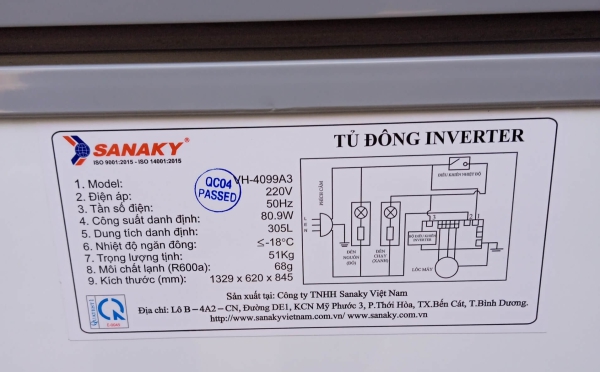 Tủ đông Inverter Sanaky VH-4099A3 400 lít