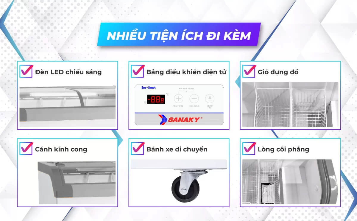 tu-dong-sanaky-nhieu-tien-ich-di-kem-1 Tủ Đông Trưng Bày Sanaky Inverter VH-1099K3A 750 lít
