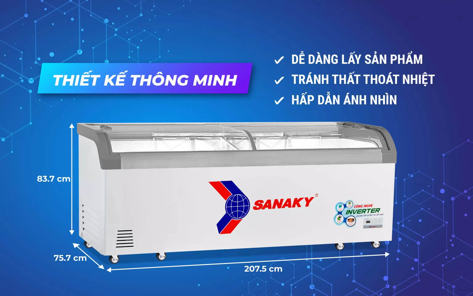 tu-dong-sanaky-vh-1099k3a-1 Tủ Đông Trưng Bày Sanaky Inverter VH-1099K3A 750 lít