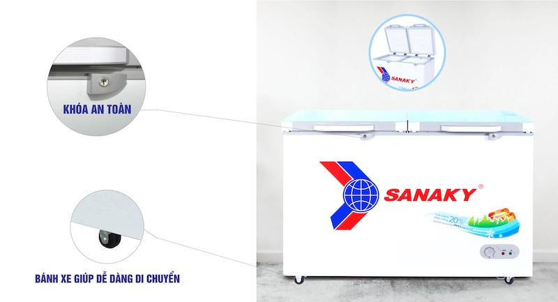 tính năng khoá an toàn bánh xe di chuyển VH 2899A2KD